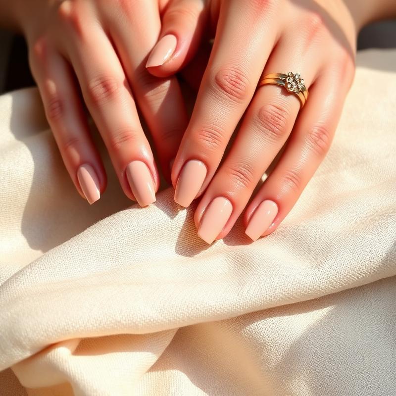 Gepflegte Nägel in zartem Nude-Ton bei Mary Rom Nails